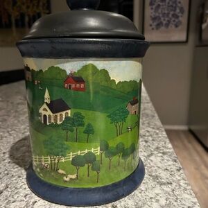 Folk Art Ceramic Canister